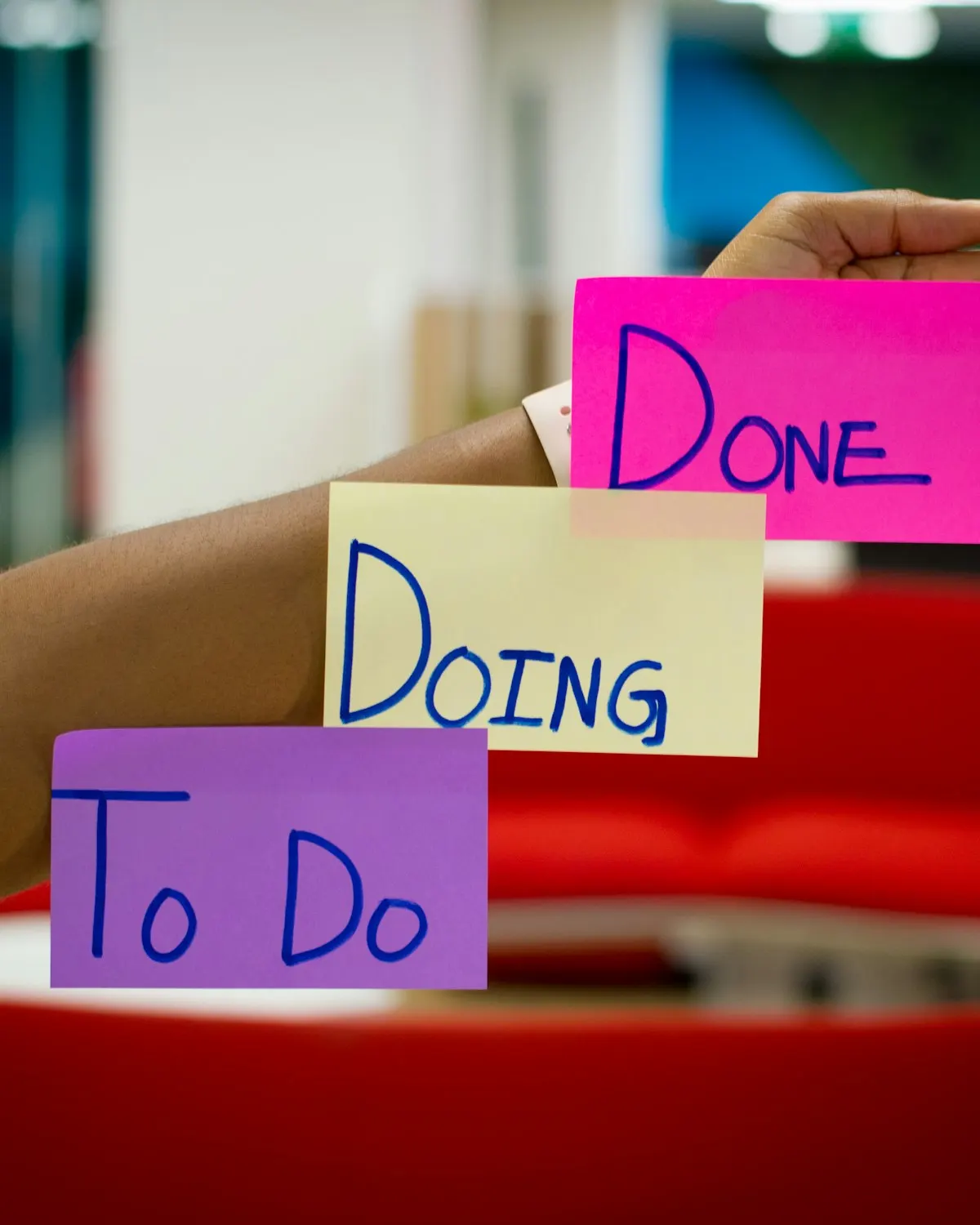 Kanban sticky notes for project planning