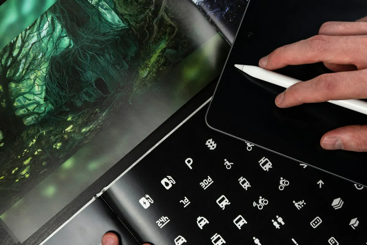 Designer sketching on a tablet with a stylus