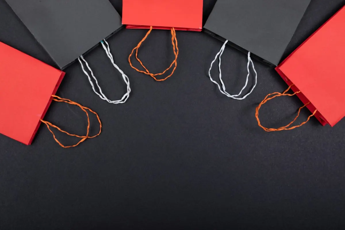 Online shopping with bags and a card