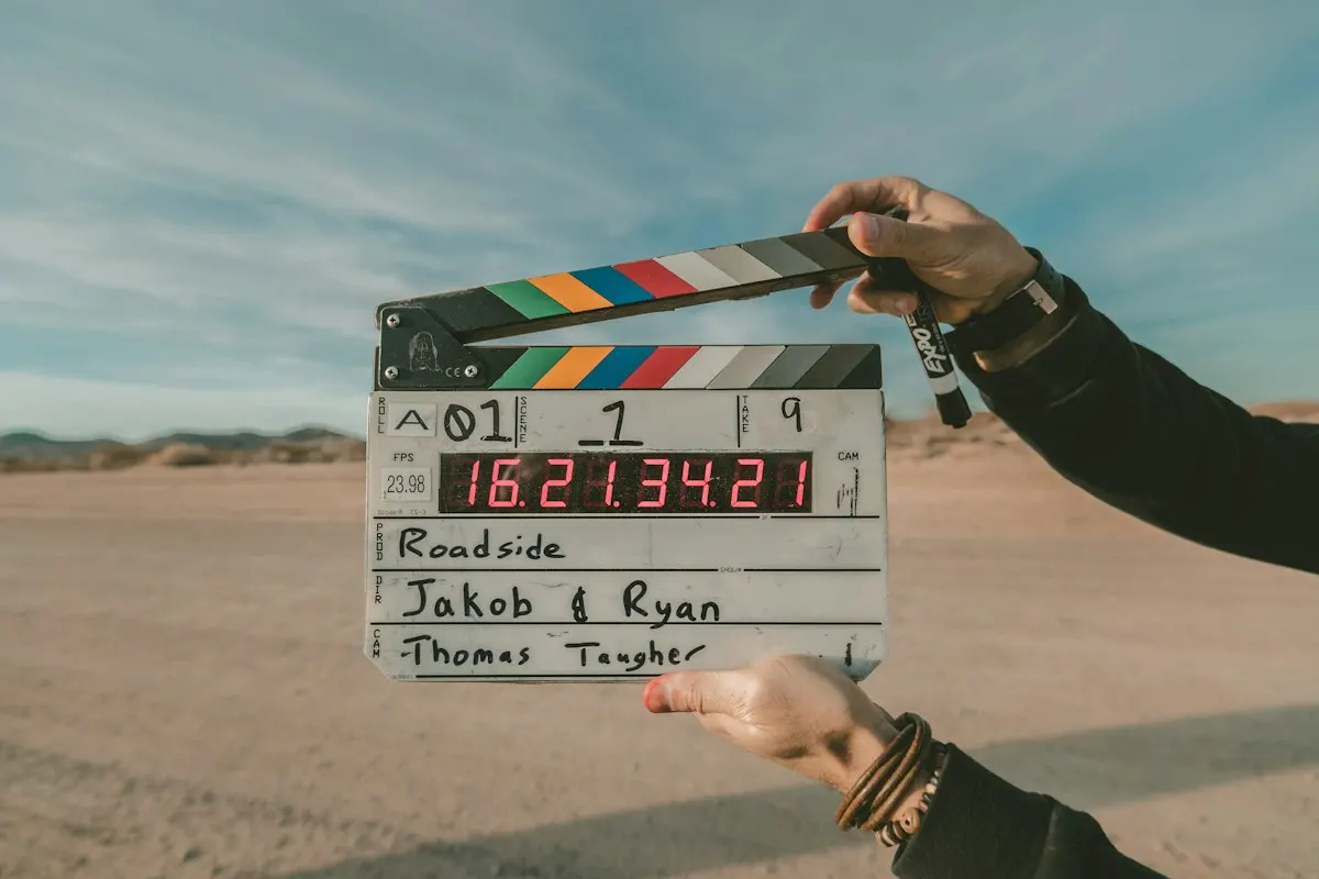 Clapperboard on a film set