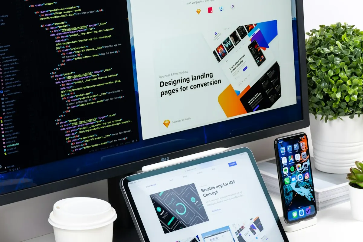 Web designer laying out a website